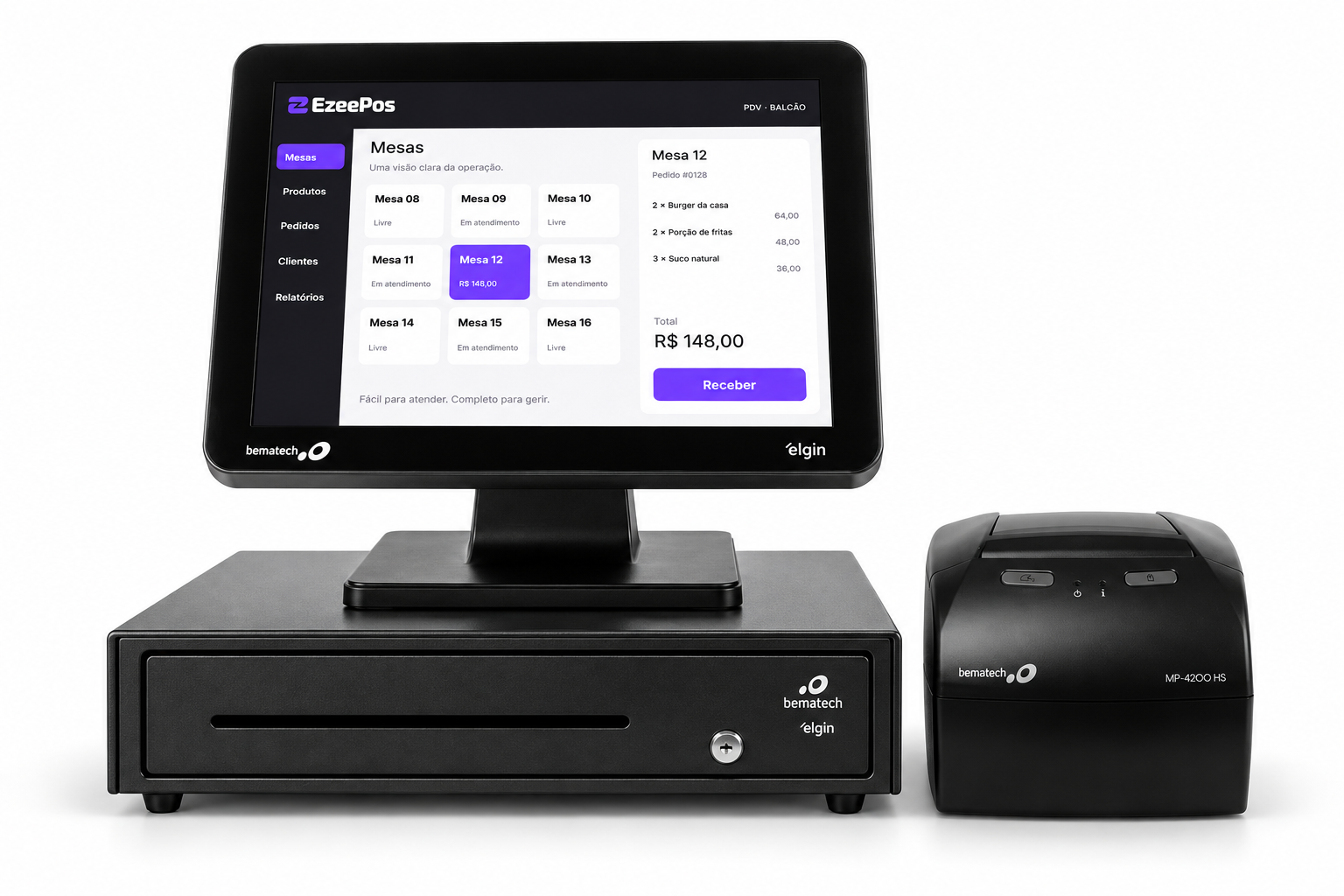 EzeePos no PDV Bematech com impressora e gaveta