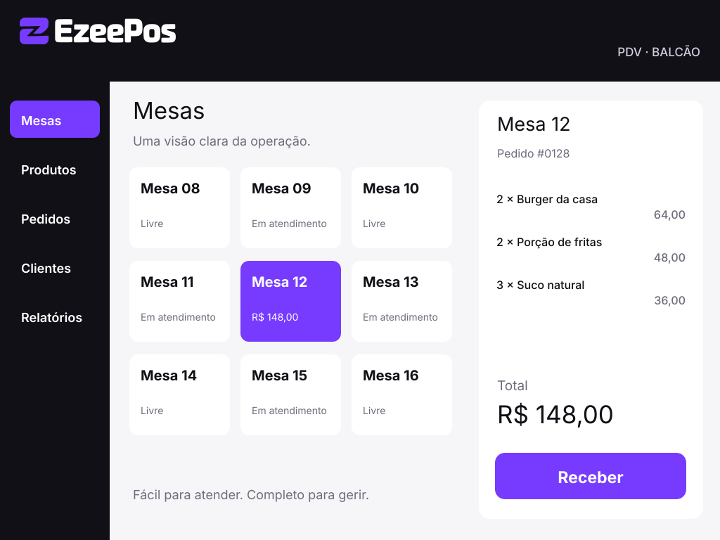 Tela do PDV EzeePos no caixa